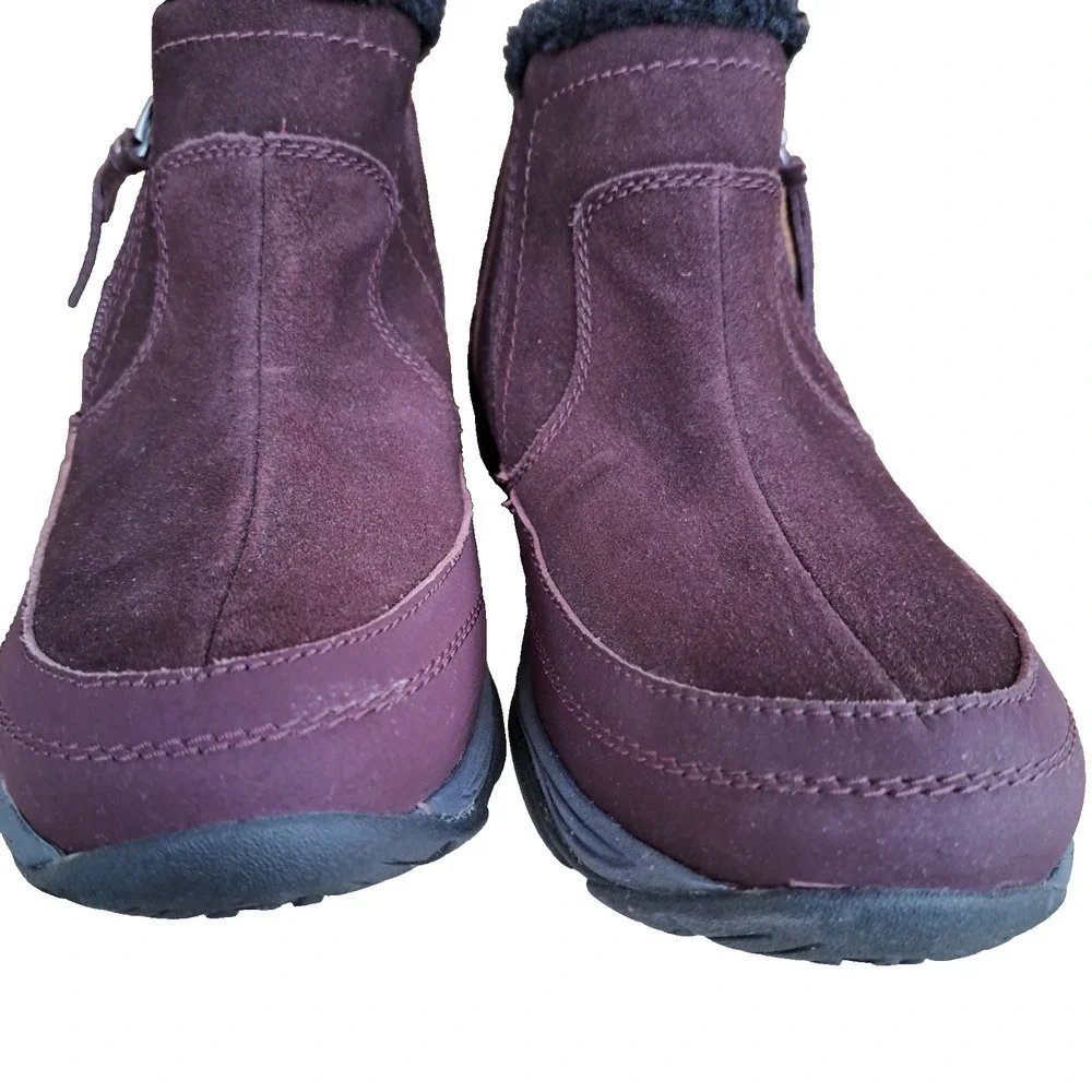 NEW Easy Spirit‎ Women's Burgundy Suede  Zipper Flat Ankle Boots 10 N